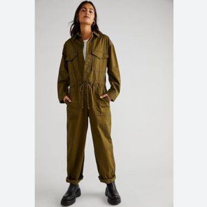 | levis • olive denim baggy surplus jumpsuit • size xs |